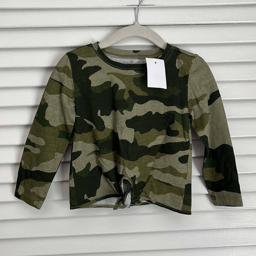NWT Crewcuts J. Crew Camo Knot Front Shirt